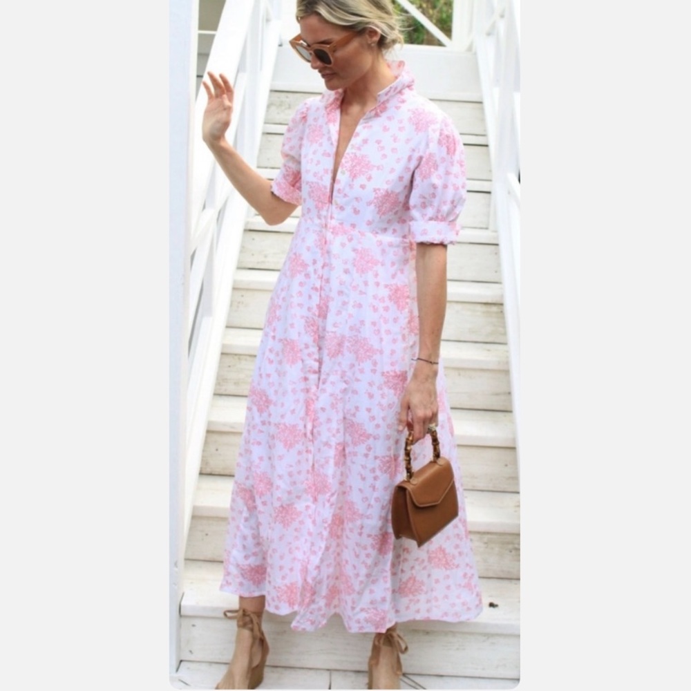 🌸 India Amory Julia Dress – Pink & White Floral (Size S)